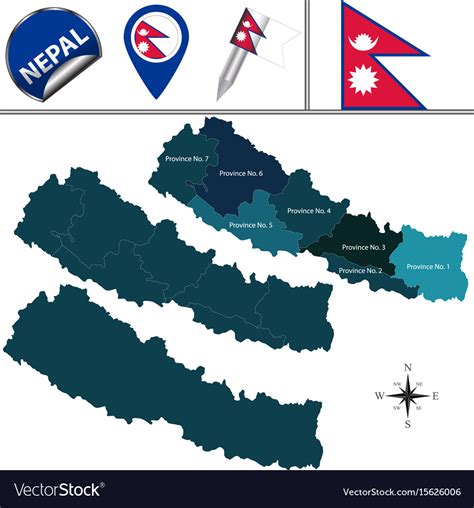 Map Nepal With Provinces Royalty Free Vector Image