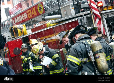 Firefighters In Action New York Stock Photo Alamy