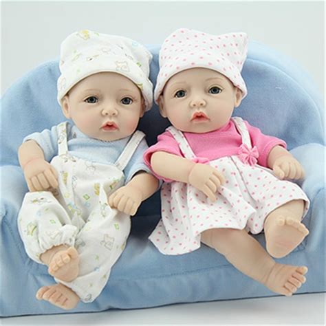 26cm11 Lifelike Boy Girl Twins Infant Baby Dolls Silicone Mini Baby
