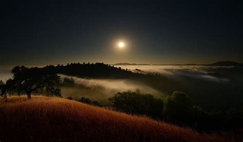 Full Moon And White Clouds Moon Moonlight Starry Night Mist Hd