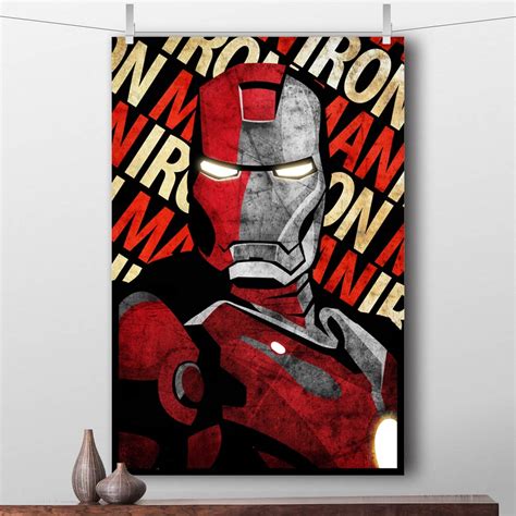 Canvas Art Iron Man Comics Poster Prints Wall Art Marvel Superhero