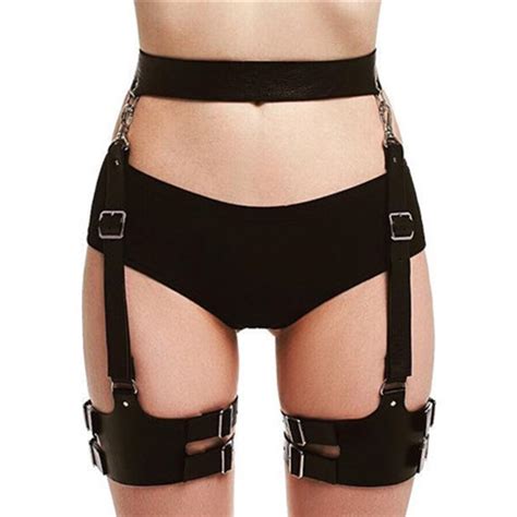 gothic suspenders sexy sword belt leather harness bdsm for women harnesses garters for stockings