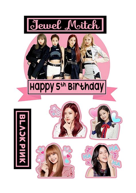 Black Pink Kpop Cake Topper With Name And Age Included Chat Seller
