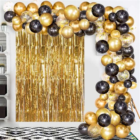Black And Gold Balloon Garland Arch Kit With Pump Black And Gold