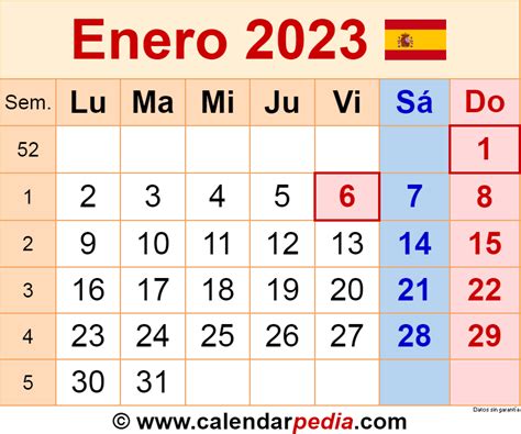 Calendario Enero 2023 Calendarpedia