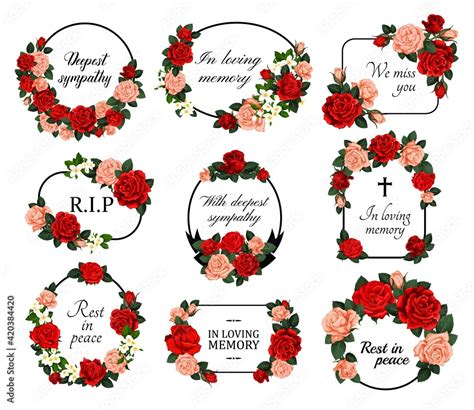 Funeral Vector Frames With Mourning Flowers Set Stock Vector Adobe Stock