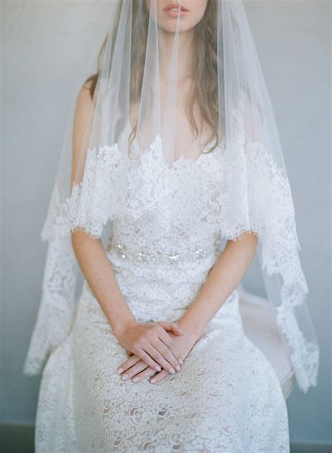 Bridal Veil French Lace Simple Veil With Blusher Style 787 Twigs