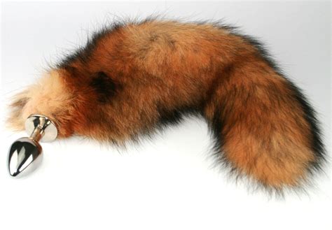 13 Classic Red Fox Tail Butt Plug Real Fur Metal Or