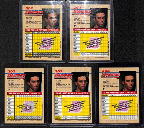 Buy professionally graded mariano rivera rookie cards on ebay mariano the bowman mariano rivera is. Lot Detail - Lot of 5 1992 Bowman Mariano Rivera Rookie Cards