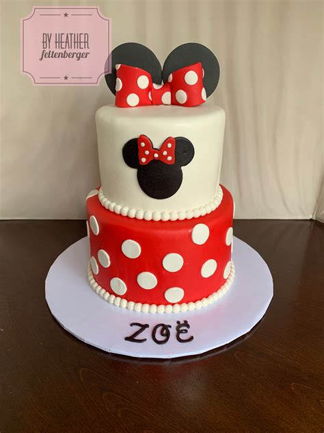 Disney Minnie Mouse 2 Tier Birthday Cake Red And White Mini Mouse Birthday Cake Red Birthday