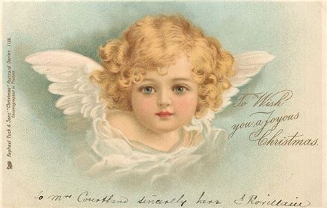 To Wish You A Joyous Christmas Head And Shoulder Study Of Blue Eyed Angel