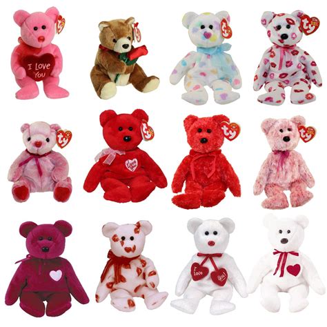 Ty Beanie Babies Valentines Day Bears Set Of 12smitten Smooch