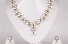 pearl necklace set zigzag sets jewellery pearls button golden base line shop modi