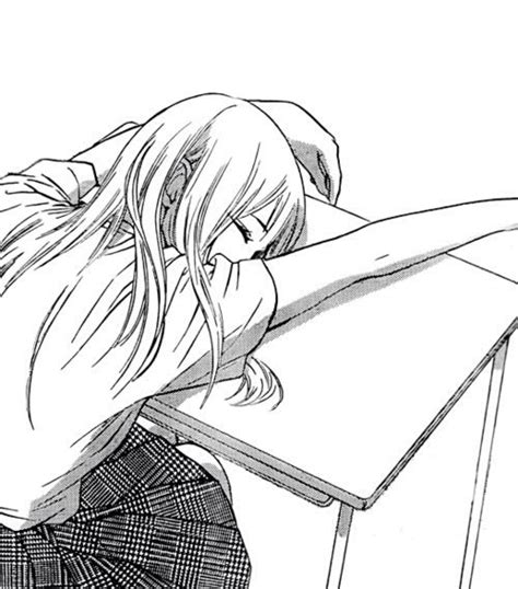 Bandw Manga Female Character Sleeping Slumped Over School Desk From We