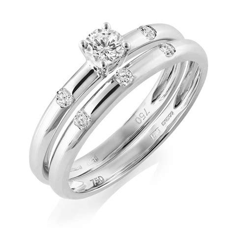 18ct White Gold Diamond Bridal Ring Set From Berrys Jewellers