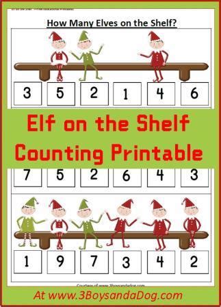 Elf on the Shelf Math Worksheets for Preschoolers | Counting Printables