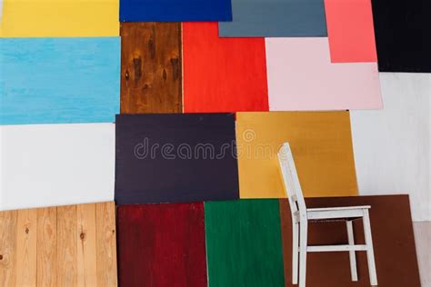 White Chair On Texture Background Different Colors Black Green Red
