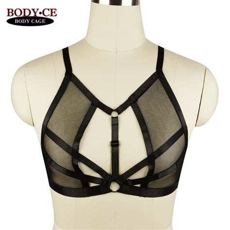 Womens Sexy Lace Sheer Bra Body Harness Cage Bralette Bondage Crop Top