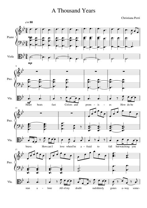 A Thousand Years Piano And Viola Duet Sheet Music For