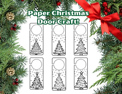 Christmas Printable Coloring Door Hanger Craft Printable Etsy