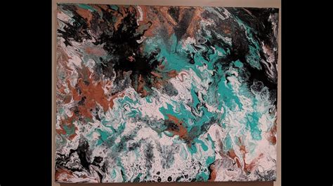 Easy Abstract Acrylic Pour Painting Stormy Sea Bay Youtube
