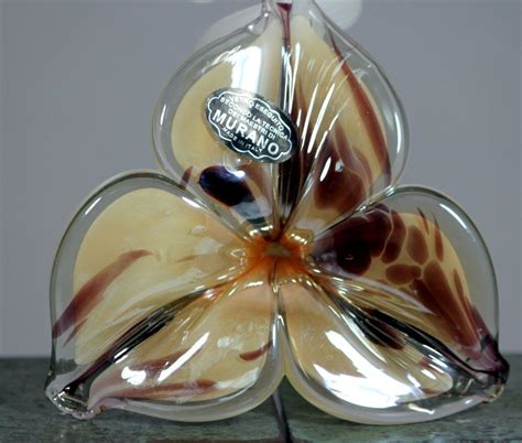 Crackle glass flute vase for flowers. Murano Glass Hand Blown Tiger Lily Flower Art Glass ...