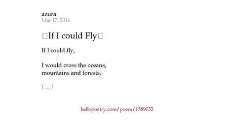 If I Could Fly By Azura Hello Poetry