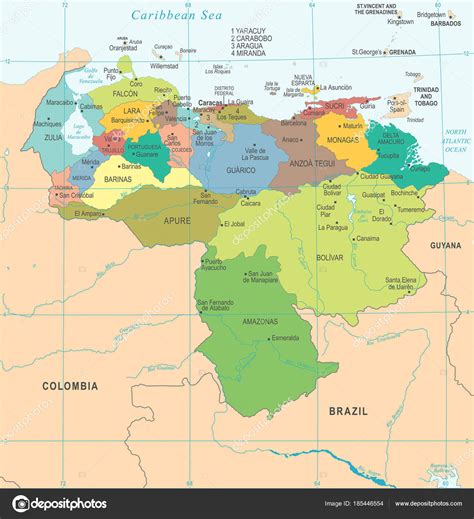 Venezuela Map Detailed Vector Illustration ⬇ Vector Image By