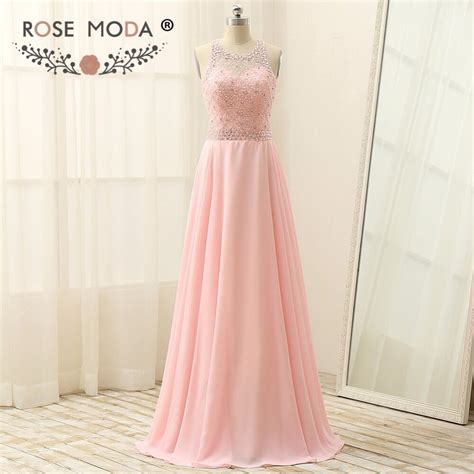 Rose Moda Light Pink Prom Dress Floor Length Formal Prom Dresses