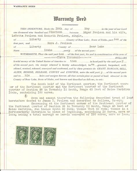 Ancestors Live Here 1919 Warranty Deed Going To A Good Home
