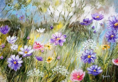 Jensine Abelsen Field Of Flowers Painting 3 573 Field Flowers