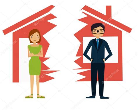 Divórcio Homem E Mulher Dividem A Casa Ilustração Vetorial — Vetor De