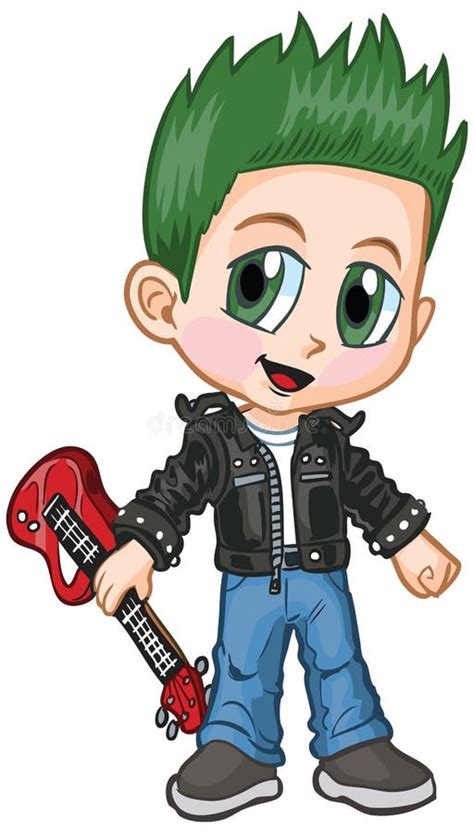 Anime Punk Rocker Boy Vector Cartoon Stock Vector Image 42993105