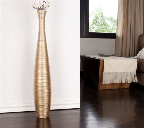 Gold Tall Floor Vase 36 Inches Wood Gold Leewadee Large Floor Vase