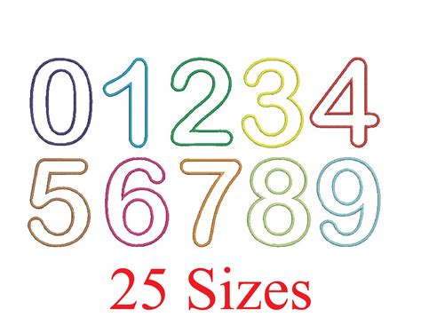 25 Sizes Number Applique Embroidery Design Numbers Set Etsy
