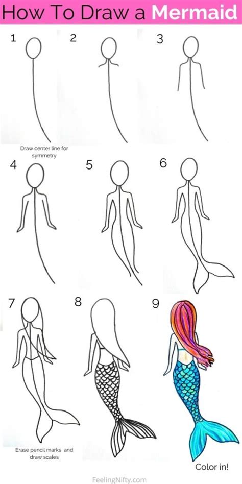 How To Draw A Mermaid Step By Step Slowly