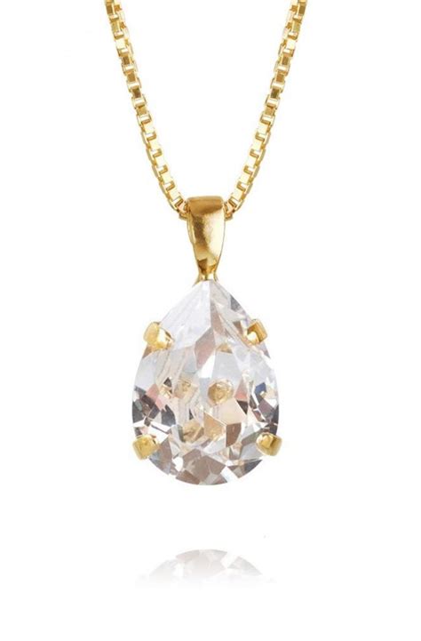 Caroline Svedbom Mini Drop Necklace Gold Crystal