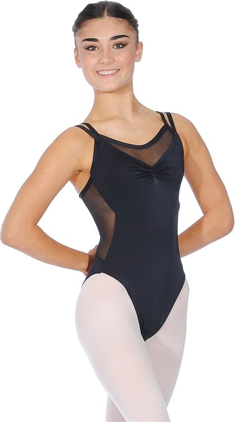 Dansez Camisole Layered Mesh Leotard L Black Uk Clothing