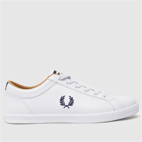 Fred Perry White And Navy Baseline Trainers Shoefreak