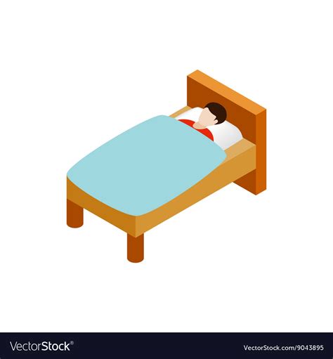 Man Laying In Bed Icon Isometric 3d Style Royalty Free Vector Image