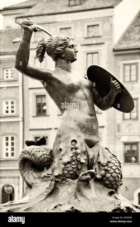 Mermaid Syrenka Statue By Konstanty Hegel Symbol Of Warsaw