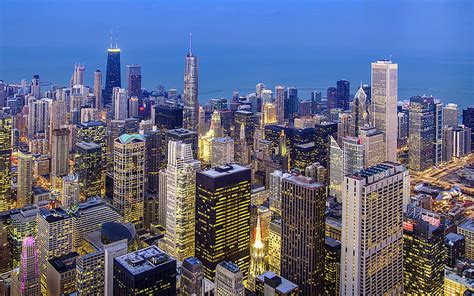 Hd Wallpaper Usa Chicago Illinois Metropolis City On Aerial View
