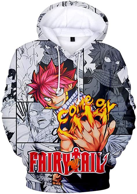 Anime Fairy Tail Natsu Hoodie Pullover Mens Sweater Hooded Sweatshirt
