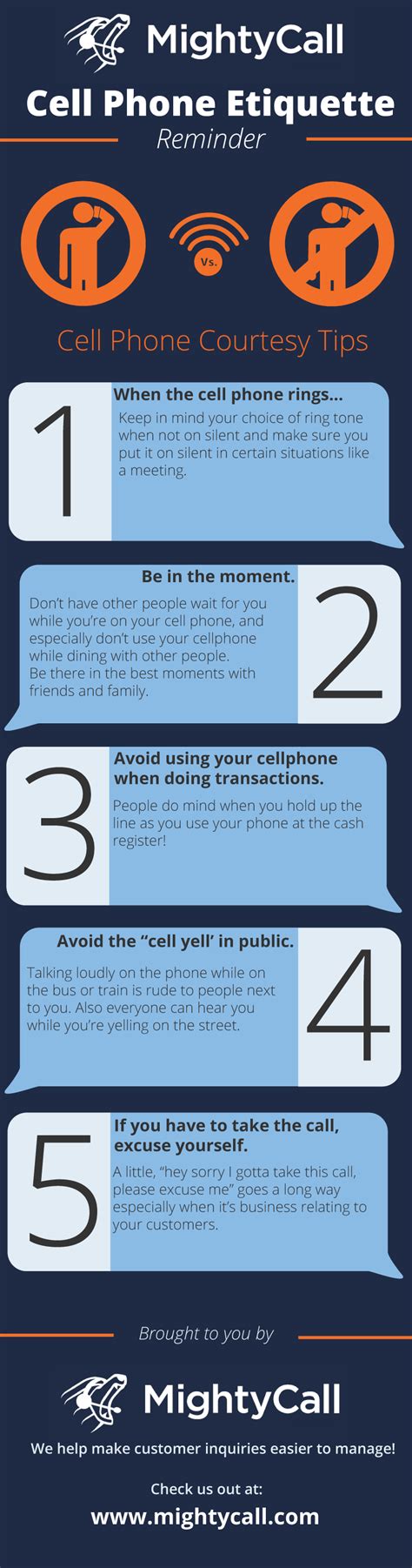 Cell Phone Etiquette — Infographic Mightycall