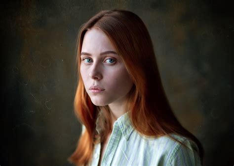 Wallpaper Redhead Women Model Face Portrait X