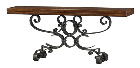 Theodore Alexander Classic Yet Casual Iron Console Table With Scroll Base Malouf Furniture Co