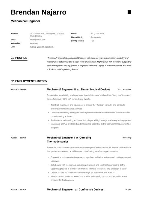 Mechanical Engineer Resume And Writing Guide 12 Templates Pdf