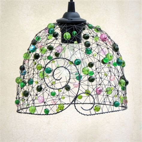 Shabby chic lamps & lamp shades : Beaded hanging lamp shade | hobbies | Pinterest | Shabby ...