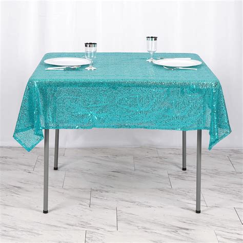 If you know your table size, simply multiply the desired drop length by 2 and then add the table length. SEQUINS 54x54" SQUARE Cocktail Table Tablecloths Dinner ...