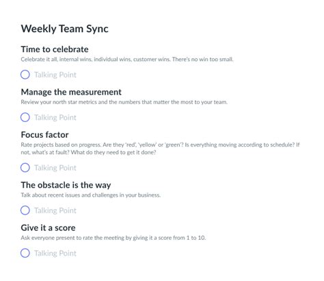 Weekly Sync Meeting Agenda Template Fellow App